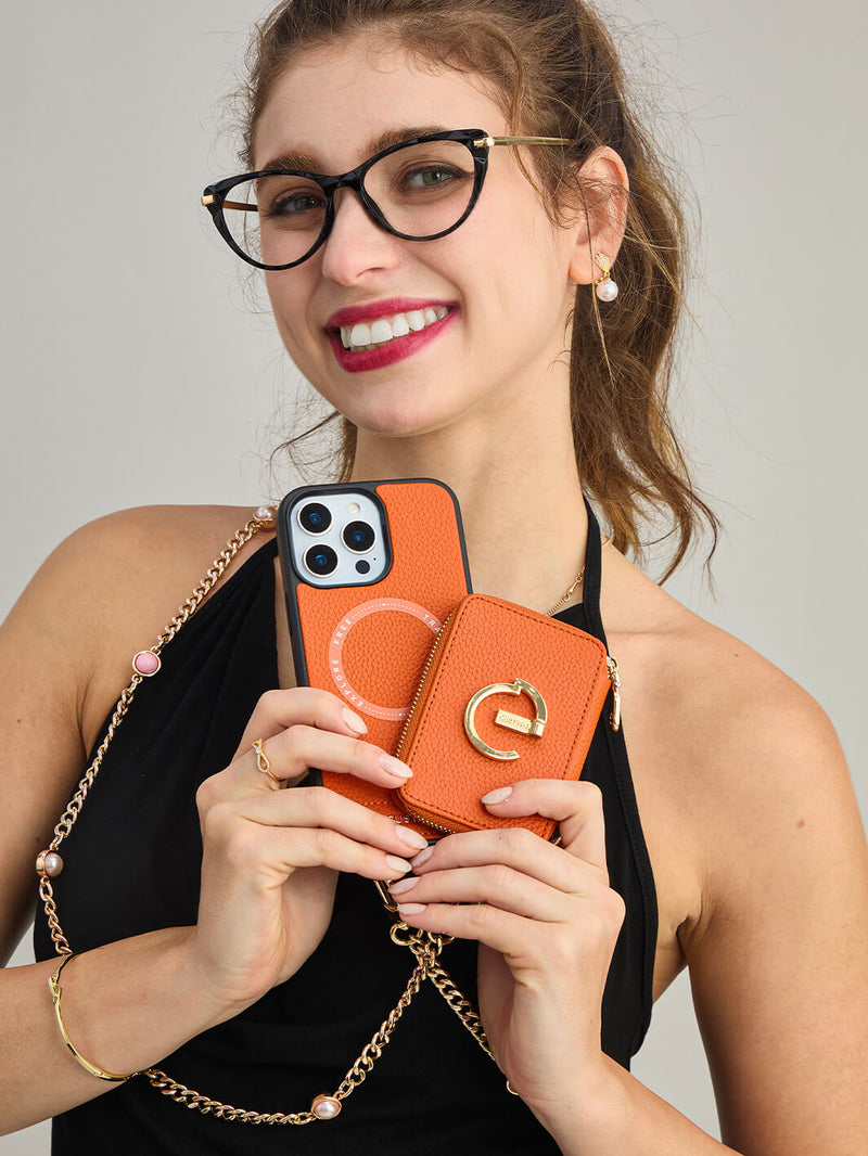 Candy Chain Kit- Magnetic Separable Wallet iPhone Case with Pearl Chain & Grip-Mobile Phone Cases-DETACHABLE WALLET & PHONE POUCH-Custype