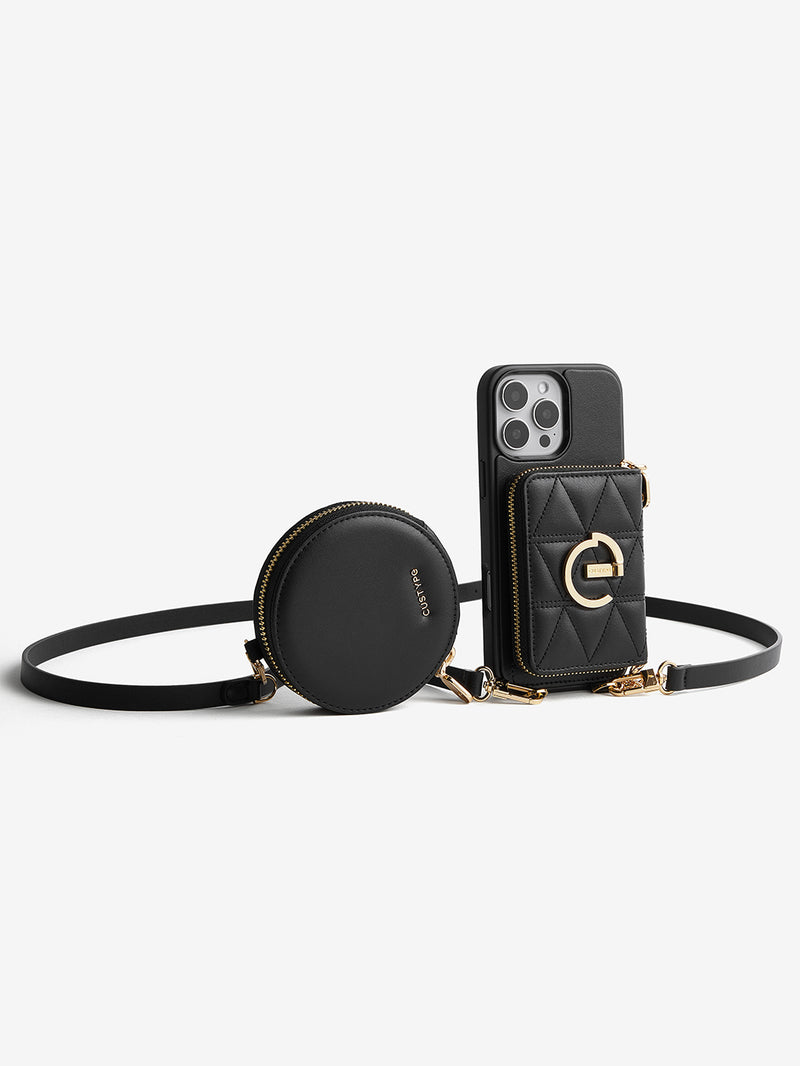 Embroidery Craft Set- Detachable Wireless Charging Crossbody Wallet Phone Case Round Pouch Set-Mobile Phone Cases-DETACHABLE WALLET & ROUND POUCH-Custype