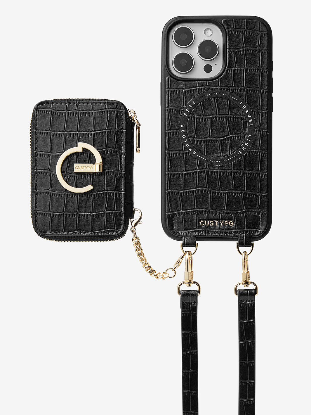 Crocodile Design Set Detachable Wireless Charging Crossbody EStand W