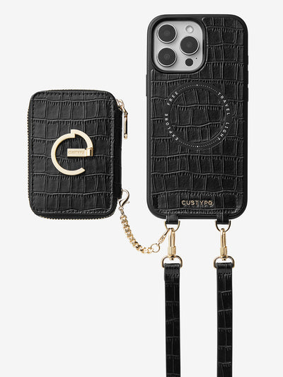 Crocodile Design Set- Detachable Wireless Charging Crossbody E-stand Wallet Phone Case Set-Mobile Phone Cases-DETACHABLE WALLET & WIRELESS CHARGING-Custype