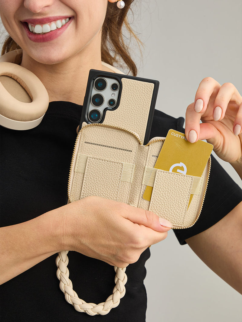 BraidTrend- Samsung Rope Style Wristlet Separable Wallet Phone Case-Mobile Phone Cases-WRISTBAND & PHONE POUCH-Black-Samsung S25 Ultra-Custype