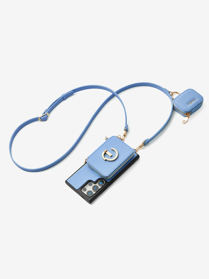 Original Design Set- Samsung Galaxy Wireless Charging Crossbody Phone Case AirPods Pouch Set-Mobile Phone Cases-DETACHABLE WALLET & ROUND POUCH-Custype