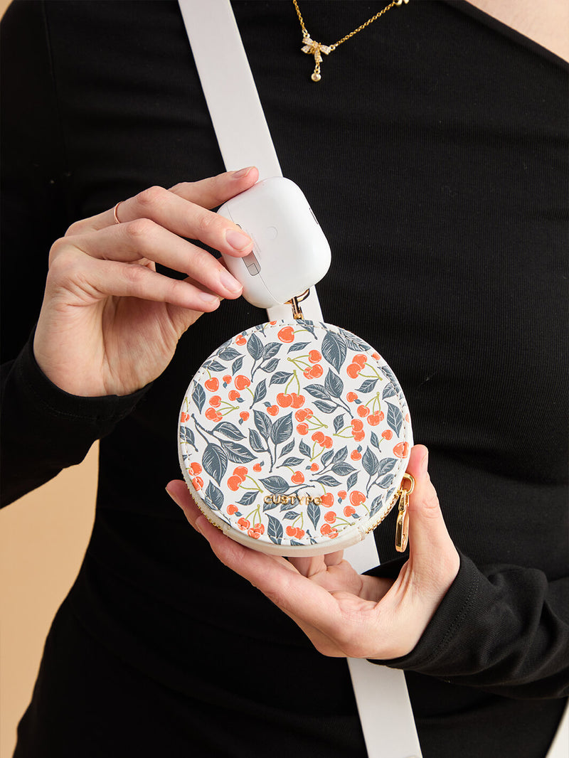 designer round leather coin pouch
