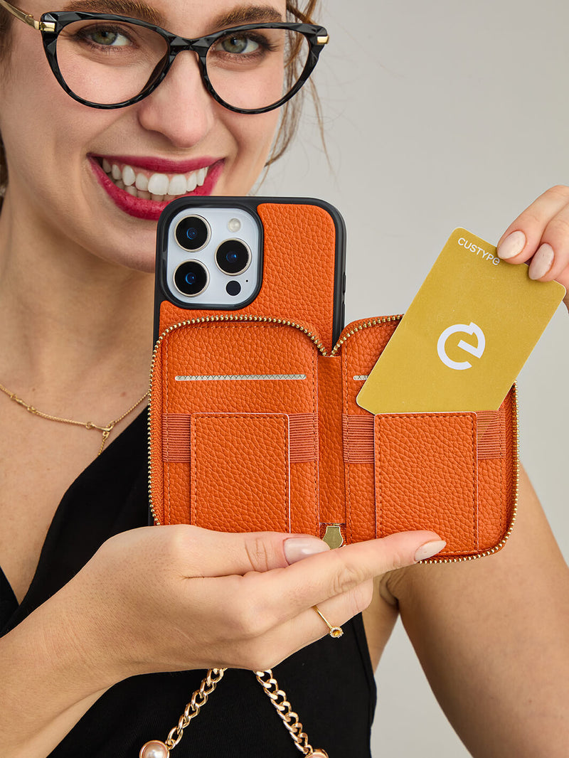 Candy Chain Kit- Magnetic Separable Wallet iPhone Case with Pearl Chain & Grip-Mobile Phone Cases-DETACHABLE WALLET & PHONE POUCH-Custype