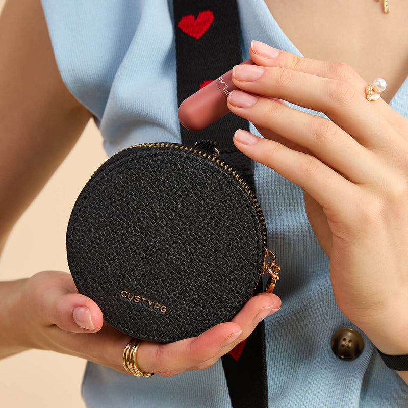 round leather coin pouch

