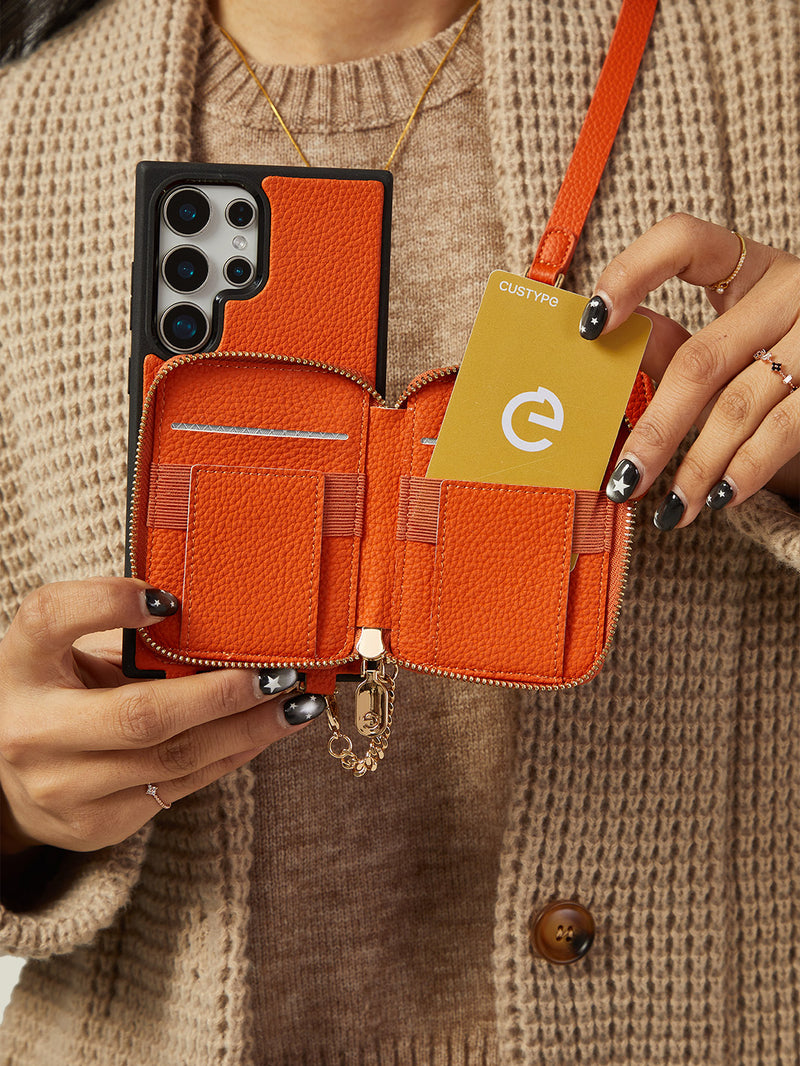 Unique Design Set- Samsung Galaxy Detachable Wireless Charging Phone Case AirPods Pouch Set-Mobile Phone Cases-DETACHABLE WALLET & PHONE POUCH-Beige-Samsung S25 Ultra-Custype