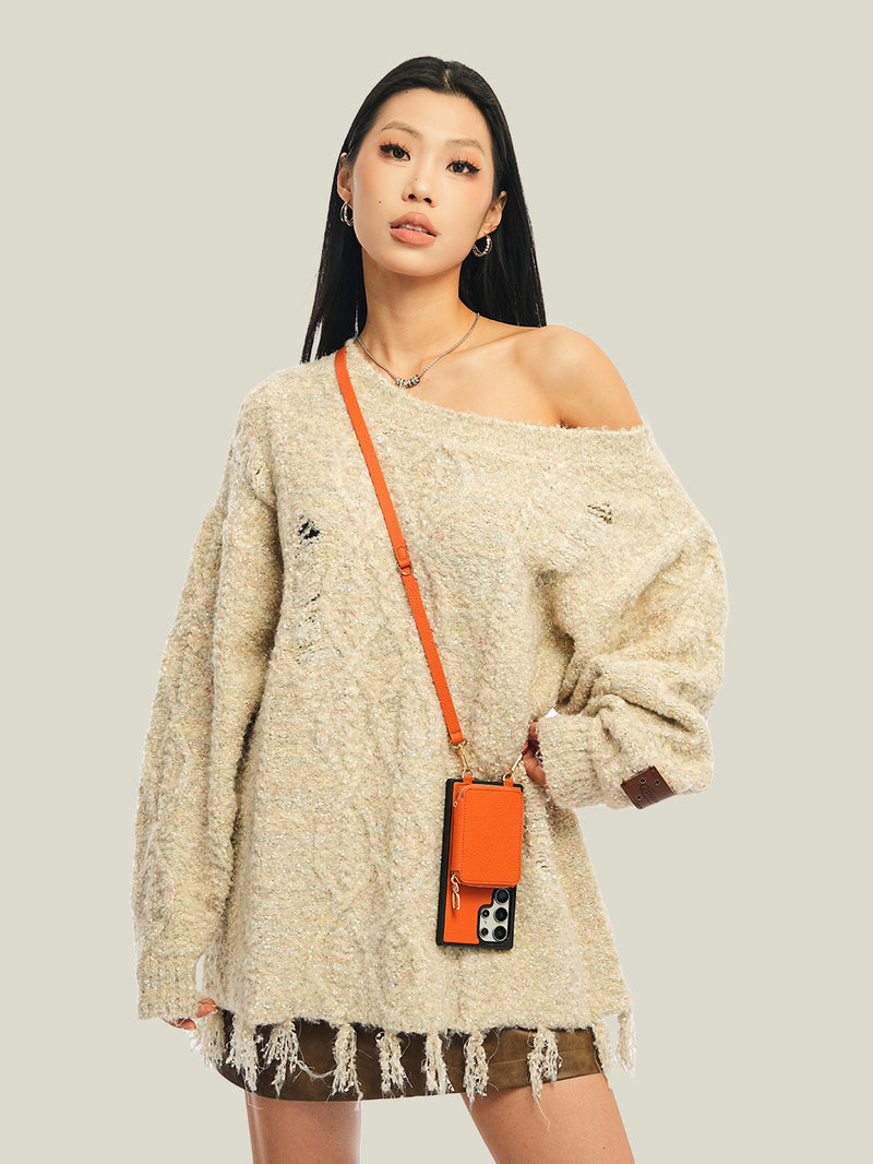 Unique Design Set- Samsung Galaxy Detachable Wireless Charging Crossbody Wallet Phone Case Set-Mobile Phone Cases-DETACHABLE WALLET & PHONE POUCH-Beige-Samsung S24 Ultra-Custype