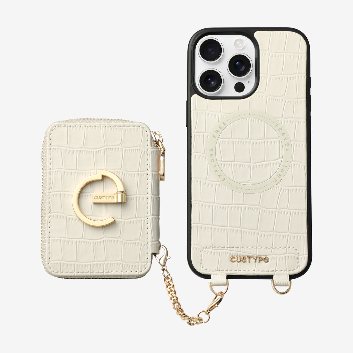 Crocodile Design Set- Detachable Wireless Charging E-stand Wallet Phone Case