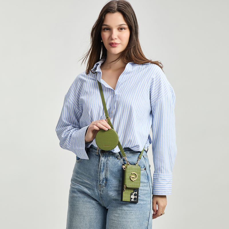 Crocodile Design Set- Samsung Galaxy Sling Grip Wallet Phone Case with Round Purse-Custype