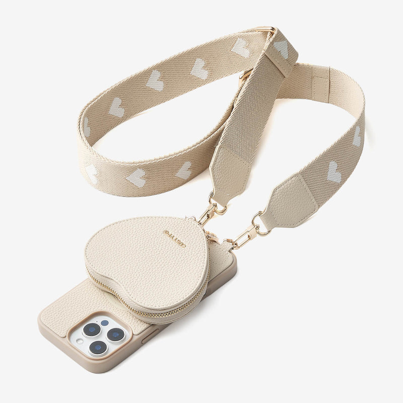 luxury phone cases zipper heart pouch iPhone 15 Pro