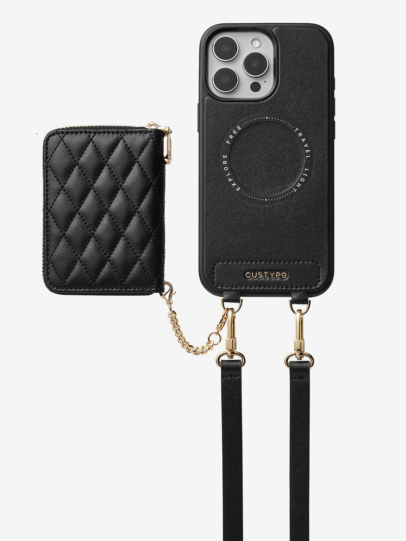 Embroidery Craft Set- Detachable Wireless Charging Crossbody Wallet Phone Case Round Pouch Set-Mobile Phone Cases-DETACHABLE WALLET & ROUND POUCH-Custype