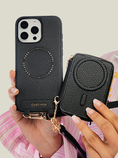 Unique Design Set- Detachable Wireless Charging Crossbody Wallet Phone Case Round Pouch Set-Mobile Phone Cases-Custype