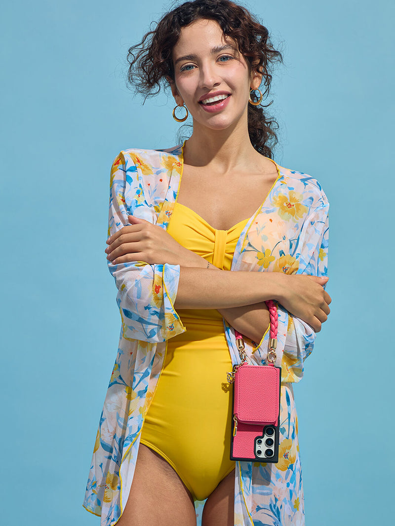 BraidTrend- Samsung Rope Style Wristlet Separable Wallet Phone Case-Mobile Phone Cases-WRISTBAND & PHONE POUCH-Black-Samsung S25 Ultra-Custype