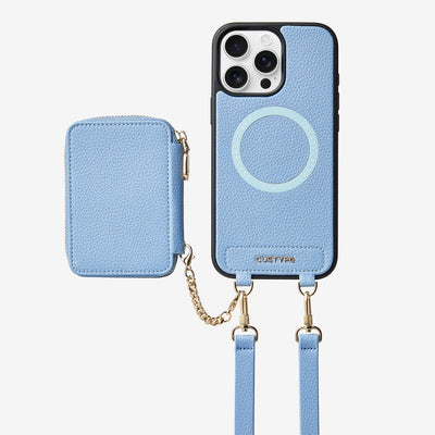 Unique Design Set- Detachable Wireless Charging Crossbody Wallet Phone Case Set-Mobile Phone Cases-DETACHABLE WALLET & PHONE POUCH-Blue-iPhone 16 Pro Max-Custype