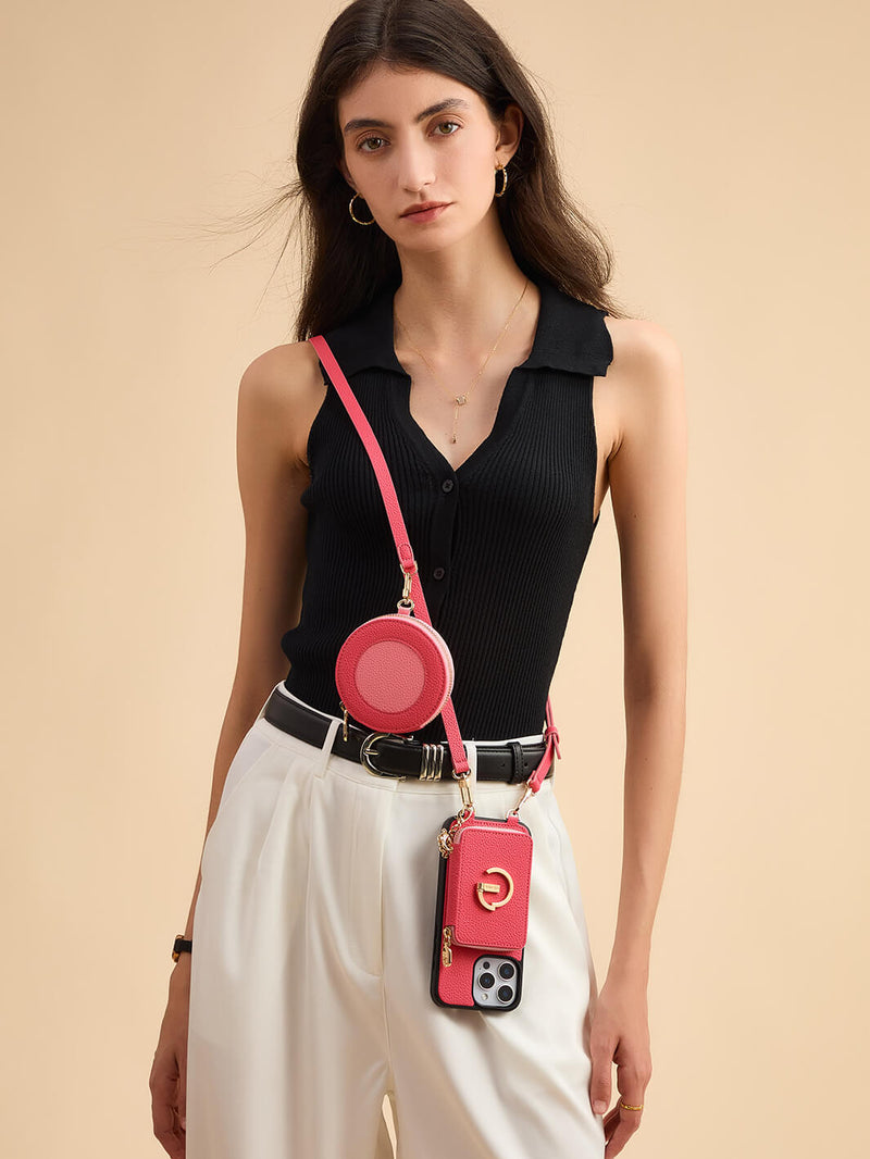 Pink magnetic wallet phone case iPhone 15 Pro Max