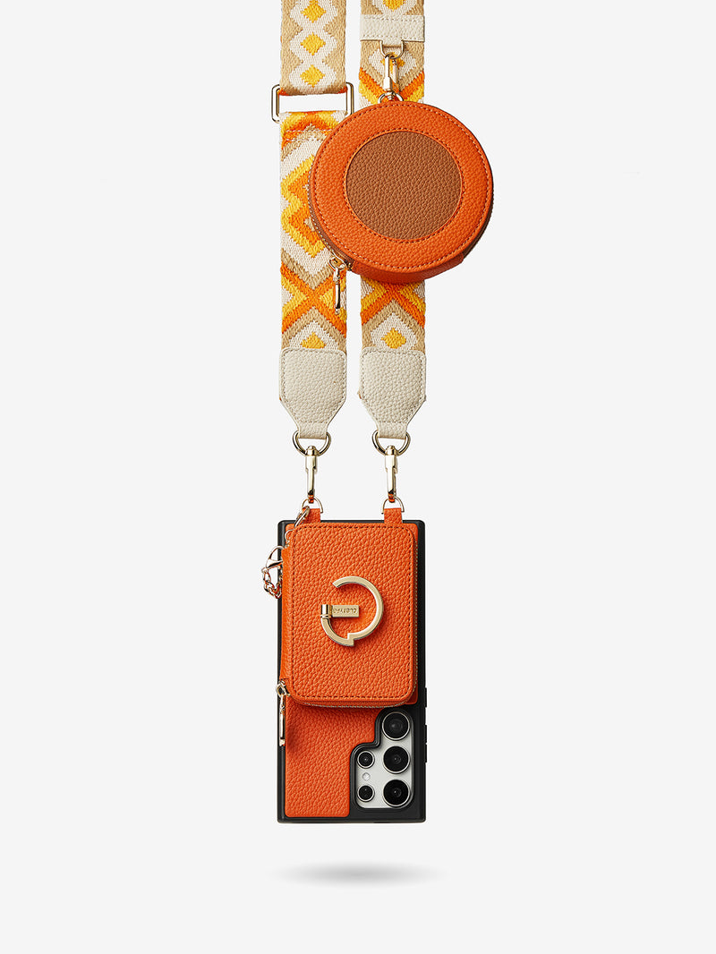 Original Design Set- Samsung Galaxy Webbing Crossbody Phone Case With Magnetic Wallet Round Pouch Set-Mobile Phone Cases-DETACHABLE WALLET & ROUND POUCH-Green-Samsung S25 Ultra-Custype