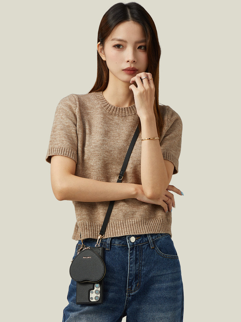 Heart Design Kit- Samsung Galaxy Detachable Wireless Charging Crossbody Wallet Phone Case Pouch Set-Mobile Phone Cases-DETACHABLE WALLET & WIRELESS CHARGING-Green-Samsung S25 Ultra-Custype