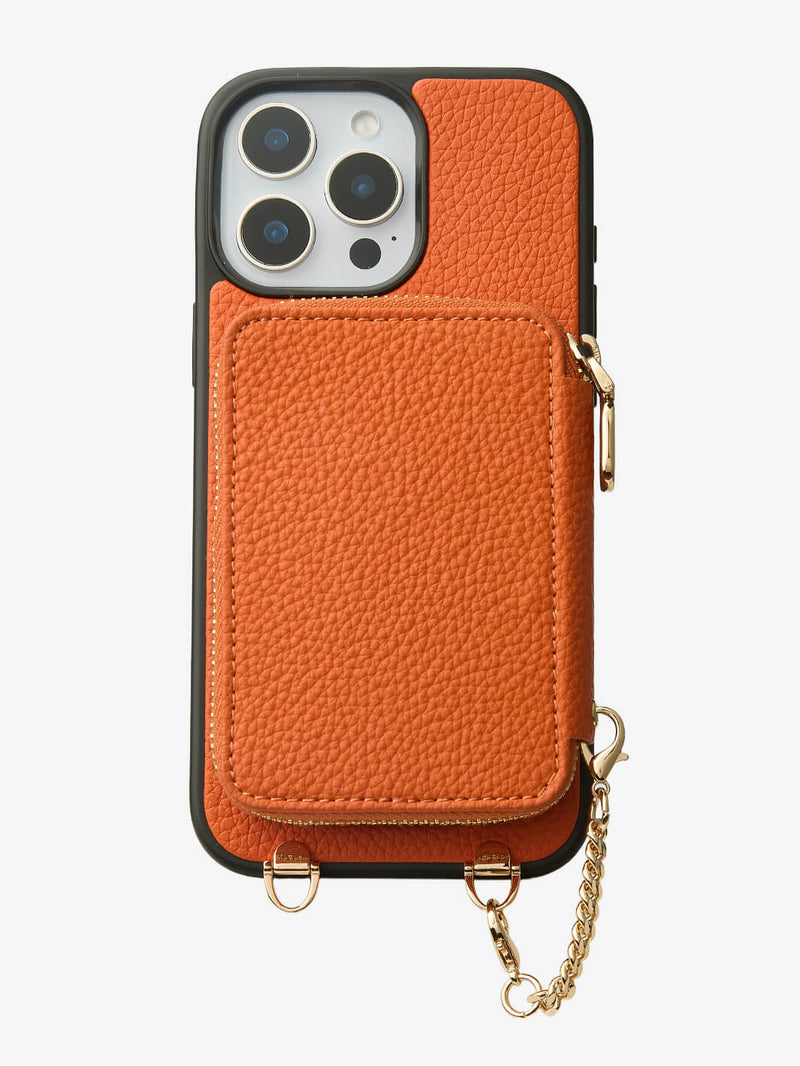 Orange  magnetic phone case with wallet
