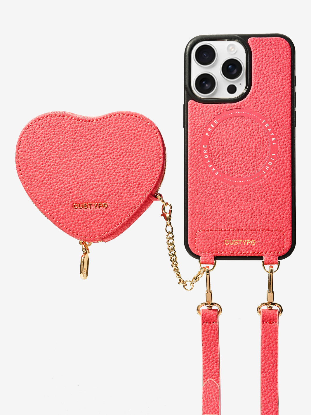 Original Design Set- Wireless Charging Crossbody Wallet Phone Case Heart Pouch Set-Mobile Phone Cases-Custype