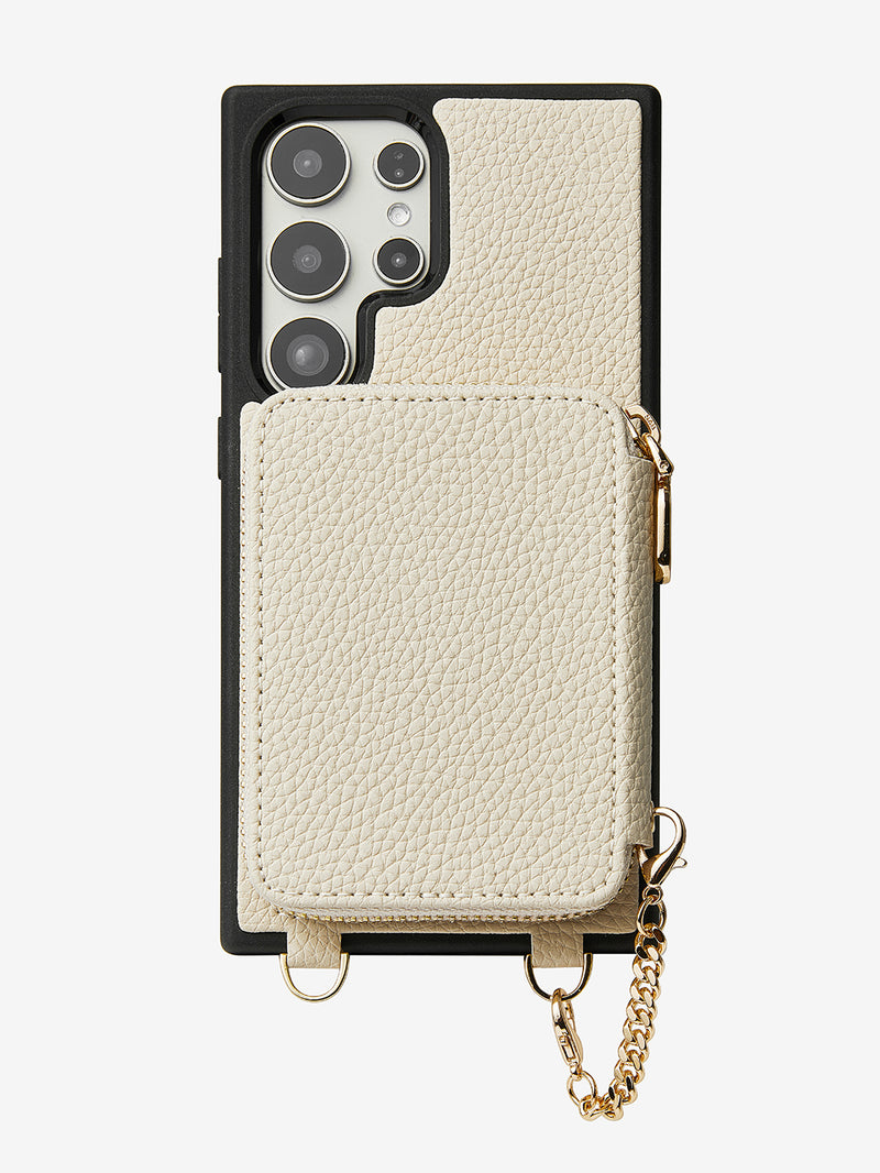 Unique Design Set- Samsung Galaxy Detachable Wireless Charging Phone Case AirPods Pouch Set-Mobile Phone Cases-DETACHABLE WALLET & PHONE POUCH-Beige-Samsung S24 Ultra-Custype