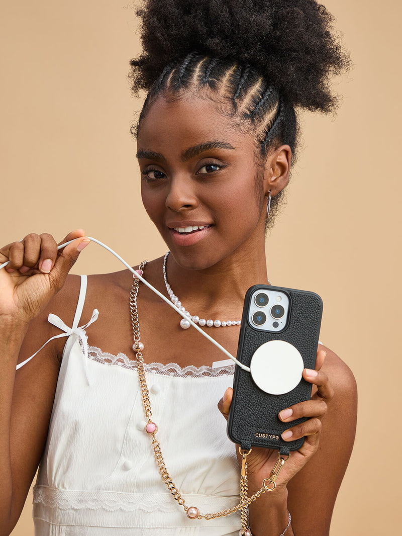 Sleek Design Kit- Magnetic Phone Case with Pearl Chain-Mobile Phone Cases-DETACHABLE WALLET & ROUND POUCH-Custype