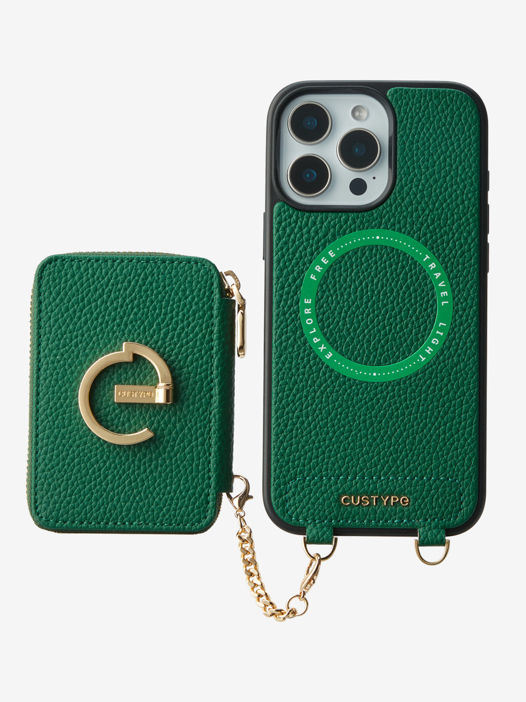 Original Design Set- Wireless Charging Webbing Crossbody Phone Case Round Pouch Set-Mobile Phone Cases-DETACHABLE WALLET & ROUND POUCH-Green-iPhone 16 Pro Max-Custype