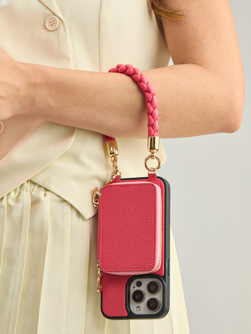 Pink wristlet for phone