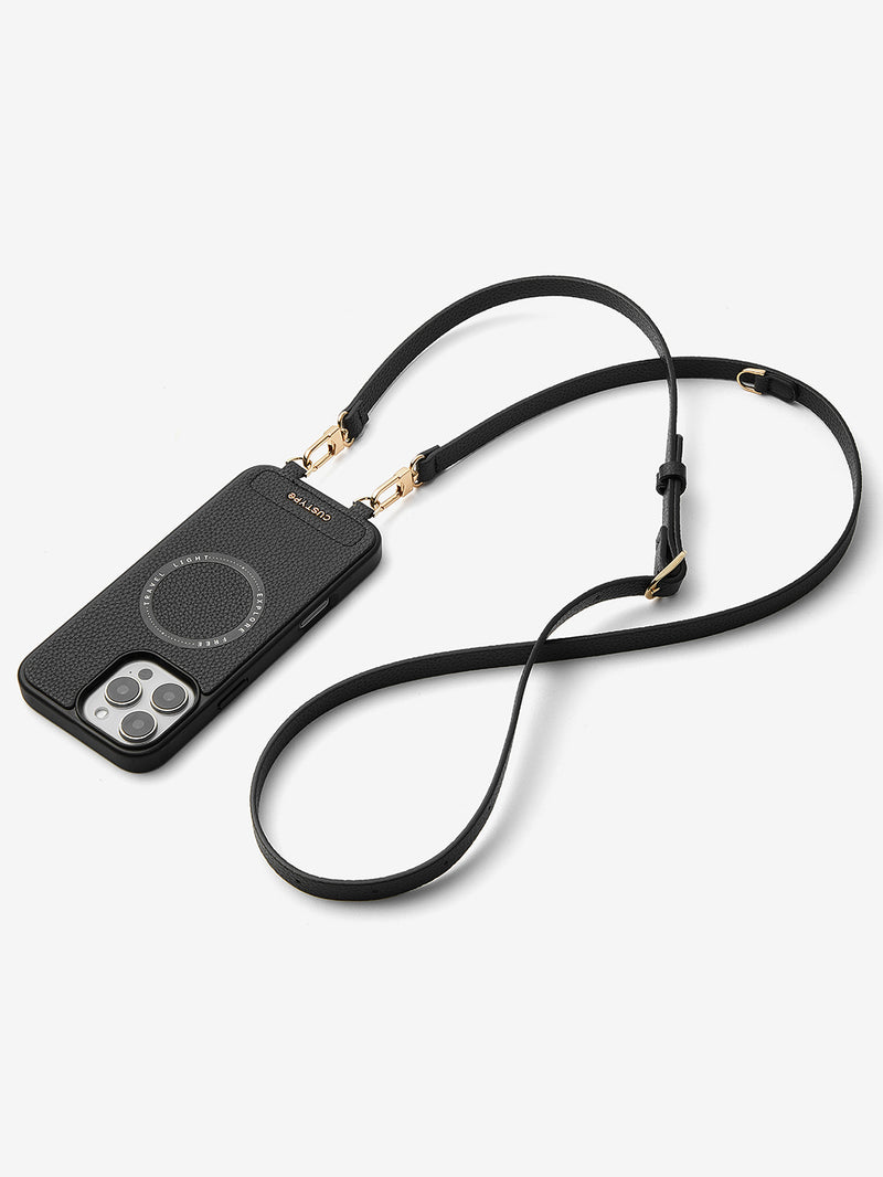 Black round coin purse iPhone 15 Pro Max
