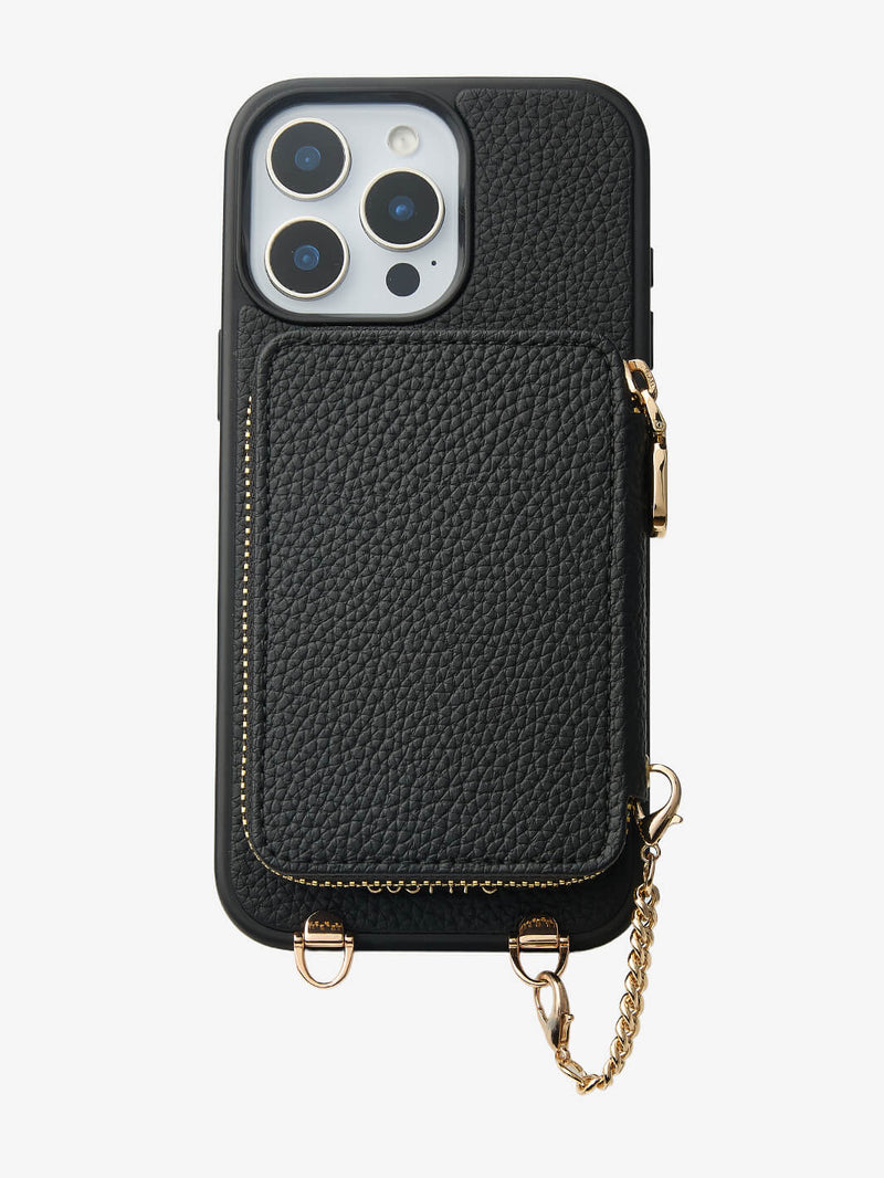 Black magnetic phone case with wallet
