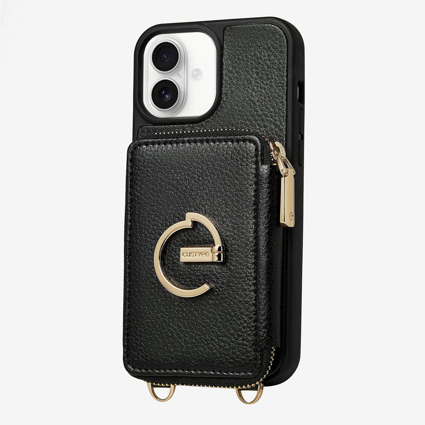 ZipPouch- E-stand Wallet Phone Case- Lychee Leather