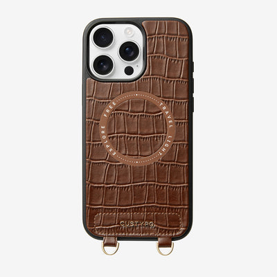 Crocodile Design Set- Wireless Charging Phone Case-Mobile Phone Cases-PHONE CASE & WIRELESS CHARGING-Brown-iPhone 16 Pro Max-Custype