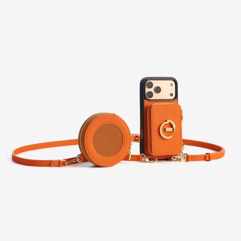 Original Design Set- Detachable Wallet Case with Strap for iPhone-Mobile Phone Cases-DETACHABLE WALLET & ROUND POUCH