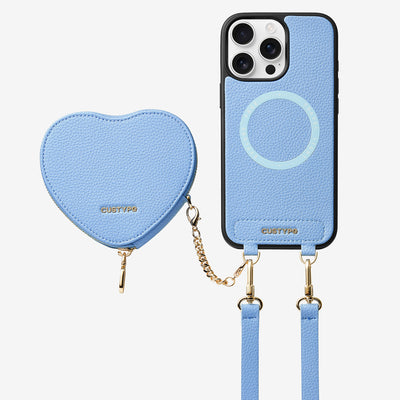 Heart Design Kit- Wireless Charging Crossbody Wallet Phone Case Pouch Set