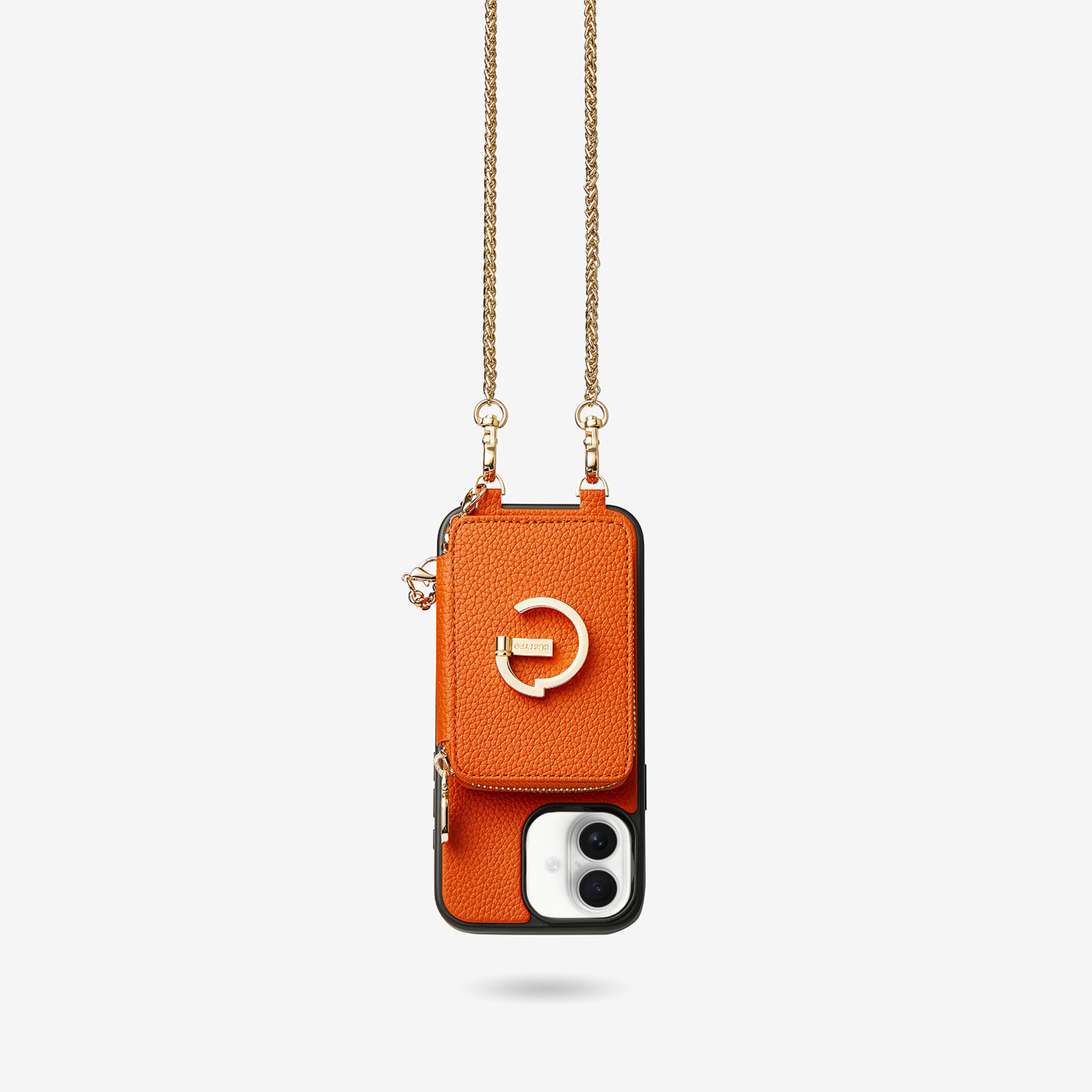 Slim Metal Chain- Magnetic Crossbody Phone Case with Card Holder-Mobile Phone Cases-DETACHABLE WALLET & PHONE POUCH-Orange-iPhone 16 Plus-Custype