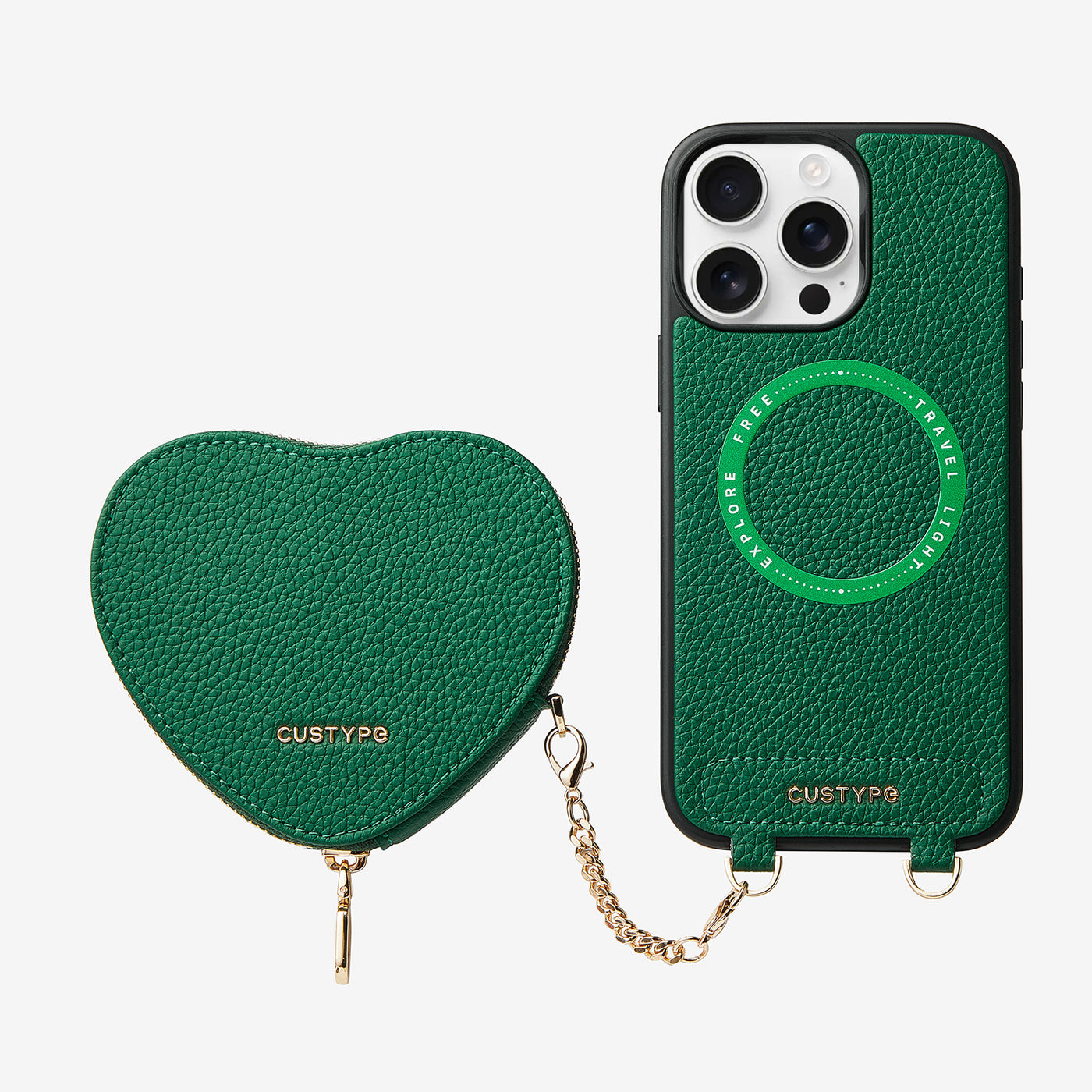 Heart Design Kit- Wireless Charging Phone Case With Detachable Pouch-Mobile Phone Cases-DETACHABLE WALLET & WIRELESS CHARGING-Green-iPhone 16 Pro Max-Custype