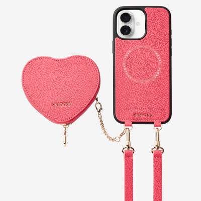 Heart Design Kit- Wireless Charging Crossbody Wallet Phone Case Pouch Set