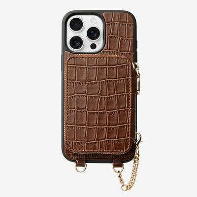 Crocodile Craft Set- Detachable Wireless Charging Wallet Phone Case-Mobile Phone Cases-DETACHABLE WALLET & WIRELESS CHARGING-Brown-iPhone 16 Pro Max-Custype