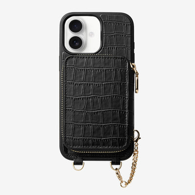 Crocodile Craft Set- Detachable Wireless Charging Wallet Phone Case-Mobile Phone Cases-DETACHABLE WALLET & WIRELESS CHARGING-Black-iPhone 16 Plus-Custype