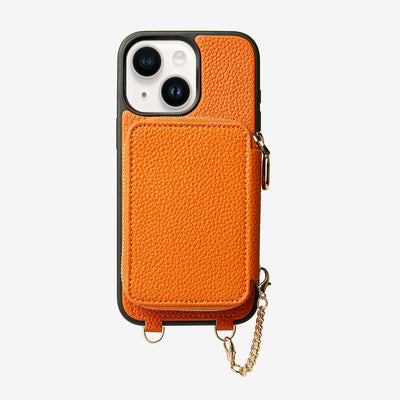 Unique Design Set- Wireless Charging Phone Case With Detachable Wallet-Mobile Phone Cases-DETACHABLE WALLET & WIRELESS CHARGING-Orange-iPhone 15 Plus-Custype