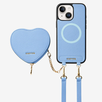 Heart Design Kit- Wireless Charging Crossbody Wallet Phone Case Pouch Set