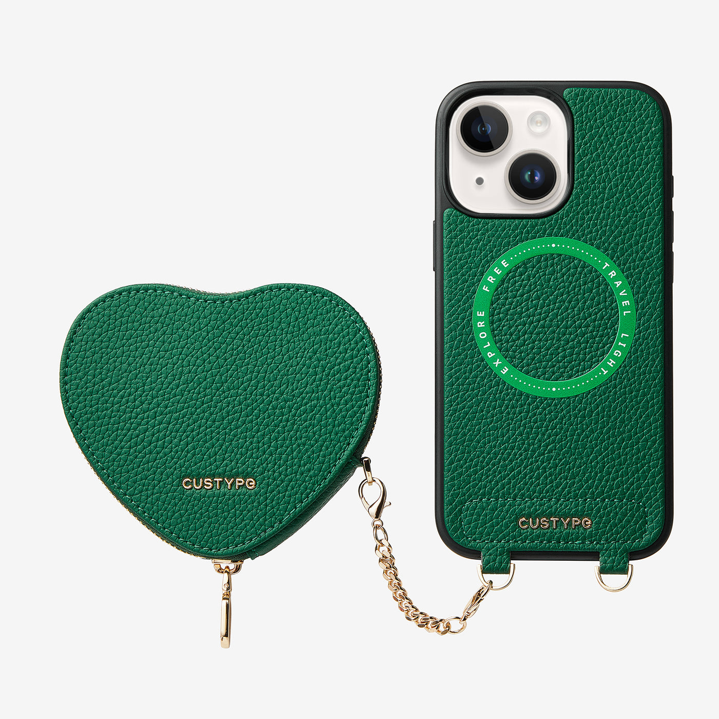 Heart Design Kit- Wireless Charging Phone Case With Detachable Pouch