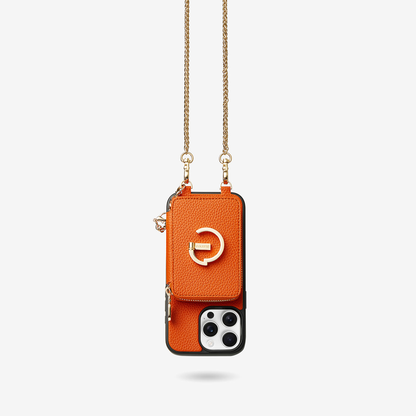 Slim Metal Chain- Magnetic Crossbody Phone Case with Card Holder-Mobile Phone Cases-DETACHABLE WALLET & PHONE POUCH-Orange-iPhone 16 Pro Max-Custype