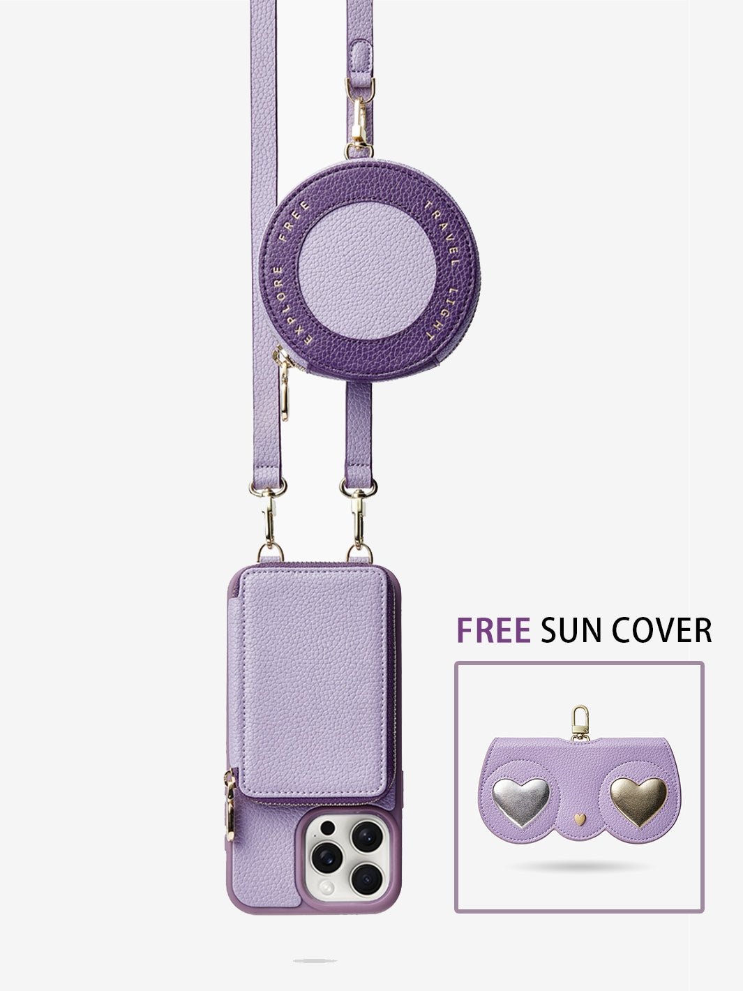 Purple Craft- Crossbody Phone Case Round Pouch Set