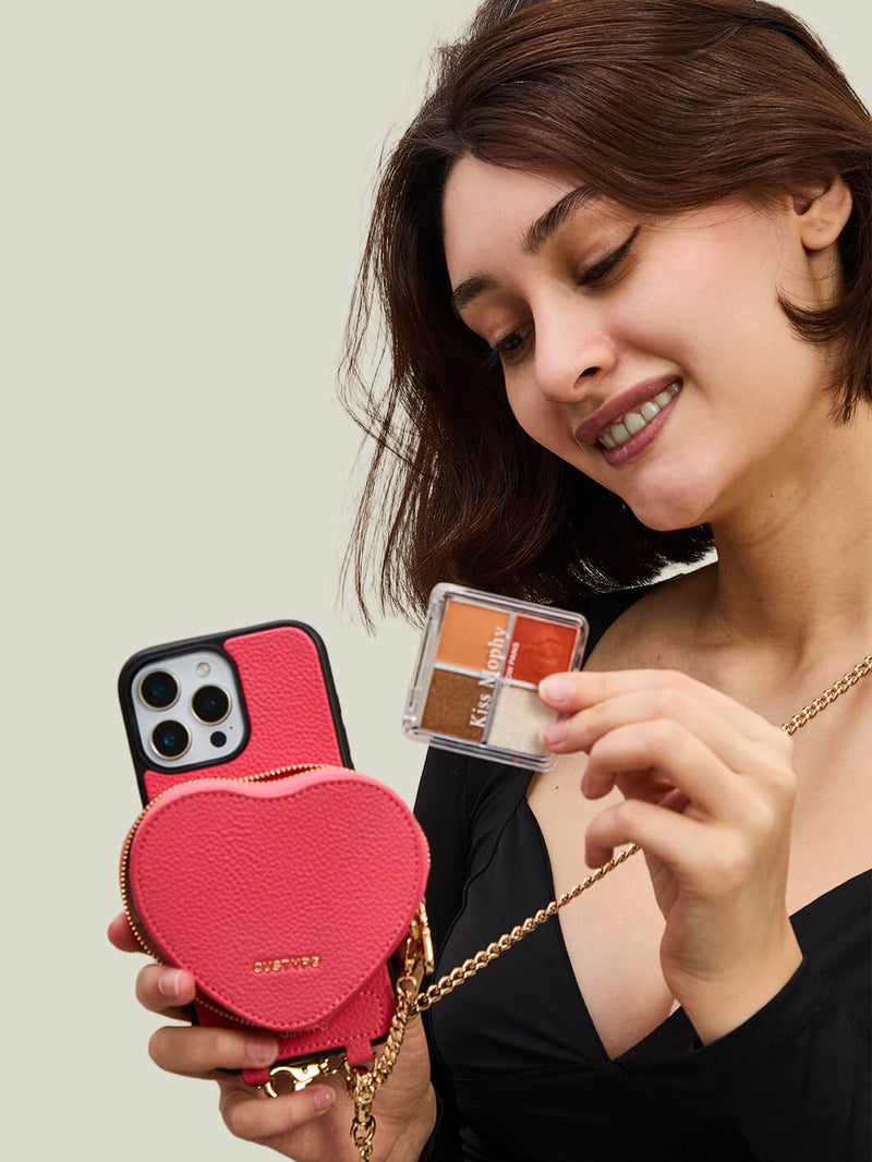 Heart Chain Kit- Wallet Phone Case with Chain Supporting Wireless Charging-Mobile Phone Cases-DETACHABLE WALLET & WIRELESS CHARGING-Green-iPhone 16 Pro Max-Custype