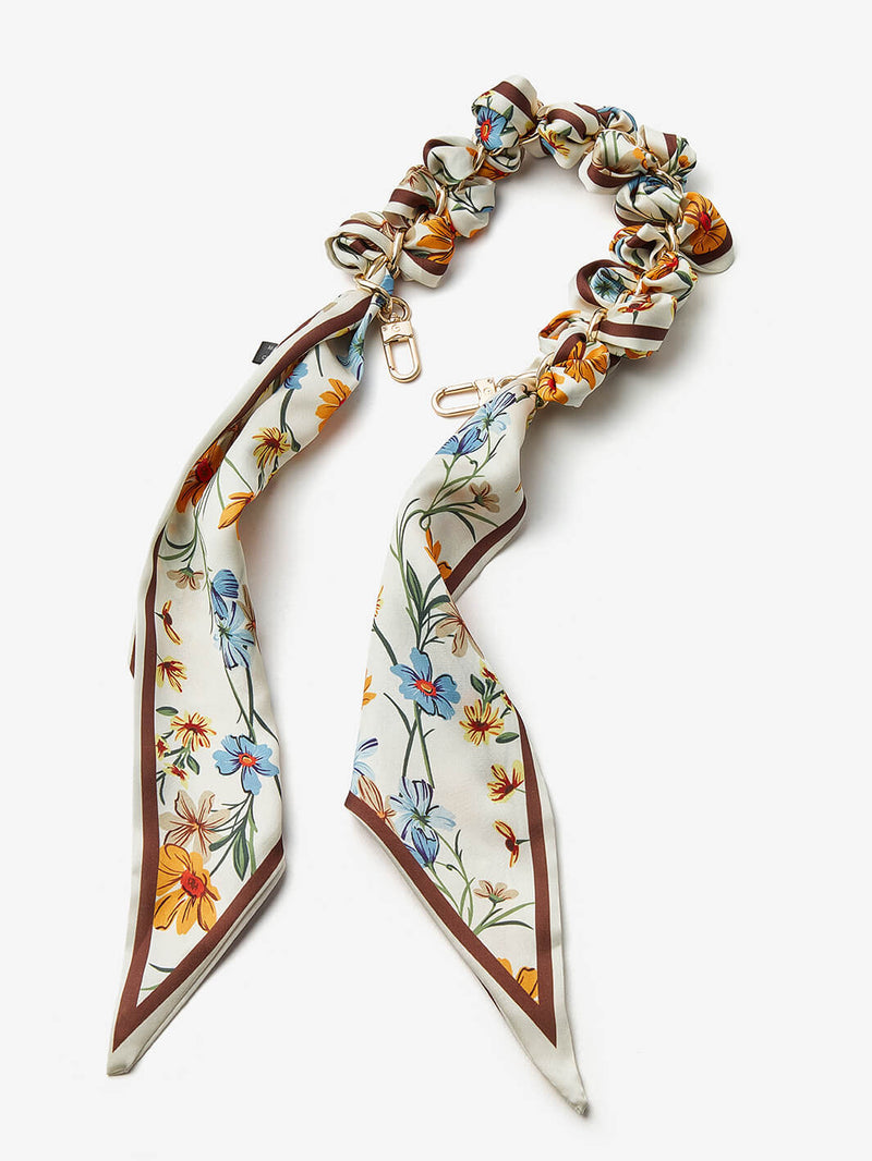 Silk Scarf Phone Case Wrist Strap-Mobile Phone Accessories-PHONE CASE ACCESSORIES-Beige-Flowers-Custype