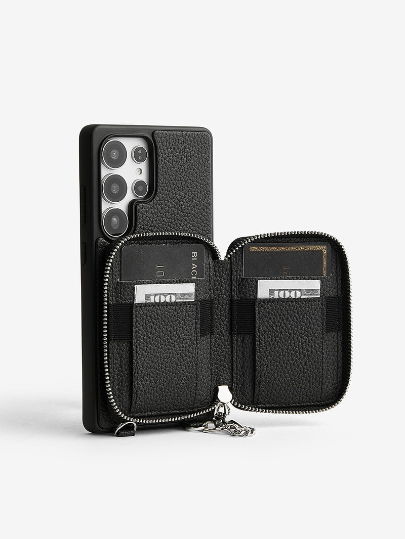 Lunar Silver Series- Samsung Galaxy Premium Crossbody Detachable Wallet Phone Case-Mobile Phone Cases-DETACHABLE WALLET & PHONE POUCH-Beige-Samsung S25 Ultra-Custype