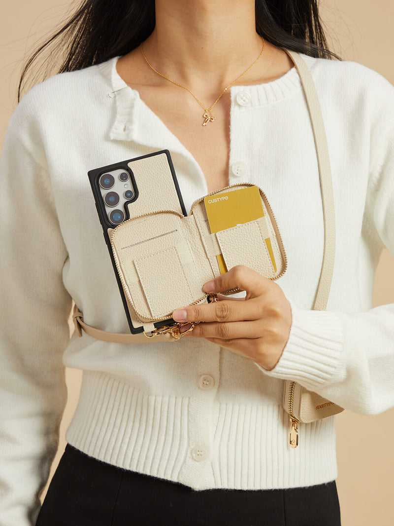 Original Design Set- Samsung Galaxy Wireless Charging Phone Case With AirPods Holder Set-Mobile Phone Cases-DETACHABLE WALLET & ROUND POUCH-Blue-Samsung S25 Ultra-Custype