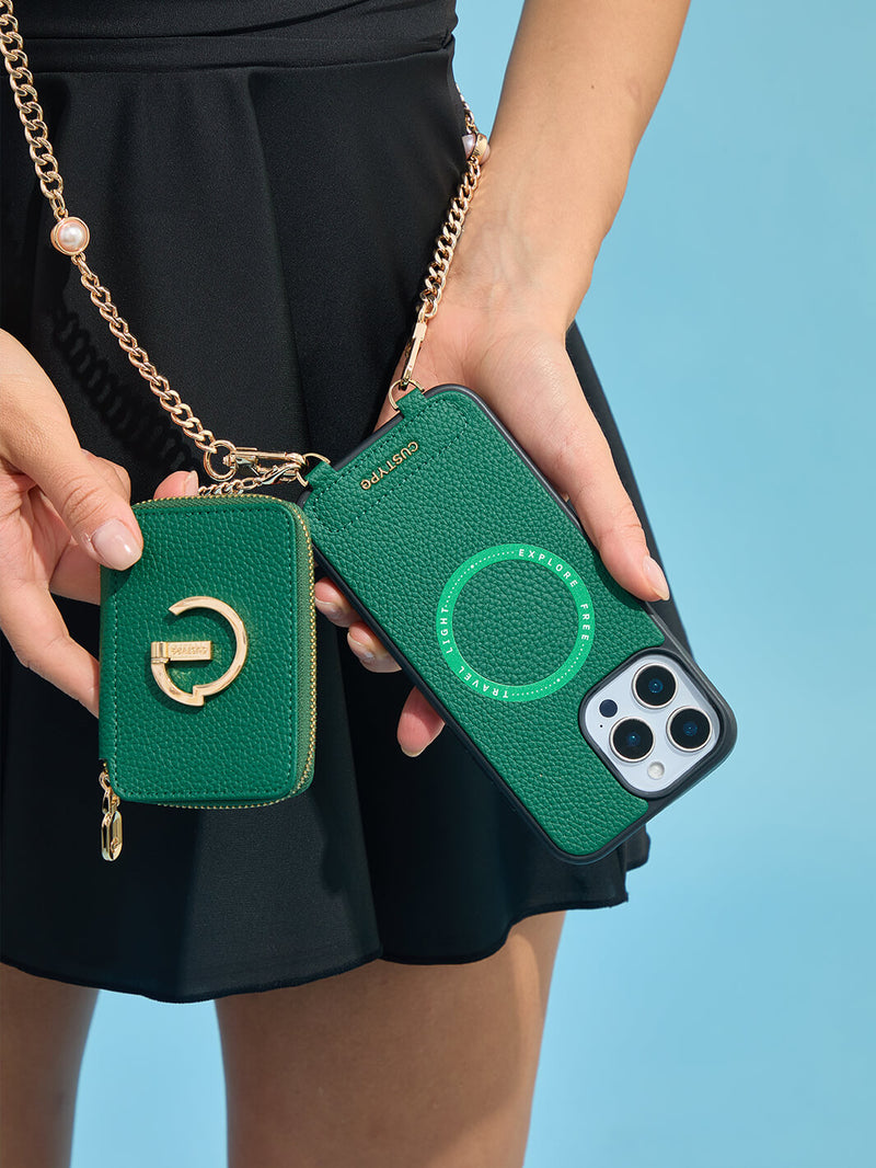 Candy Chain Kit- Magnetic Separable Wallet iPhone Case with Pearl Chain & Grip-Mobile Phone Cases-DETACHABLE WALLET & PHONE POUCH-Custype