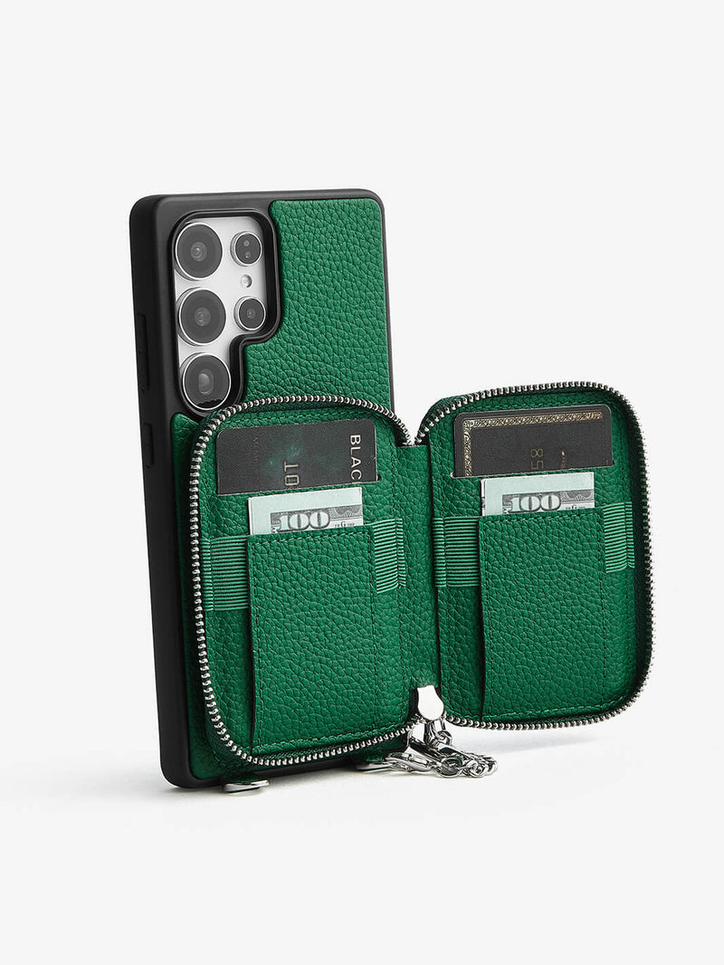 Lunar Silver Series- Samsung Galaxy Premium Crossbody Detachable Wallet Phone Case-Mobile Phone Cases-DETACHABLE WALLET & PHONE POUCH-Beige-Samsung S25 Ultra-Custype