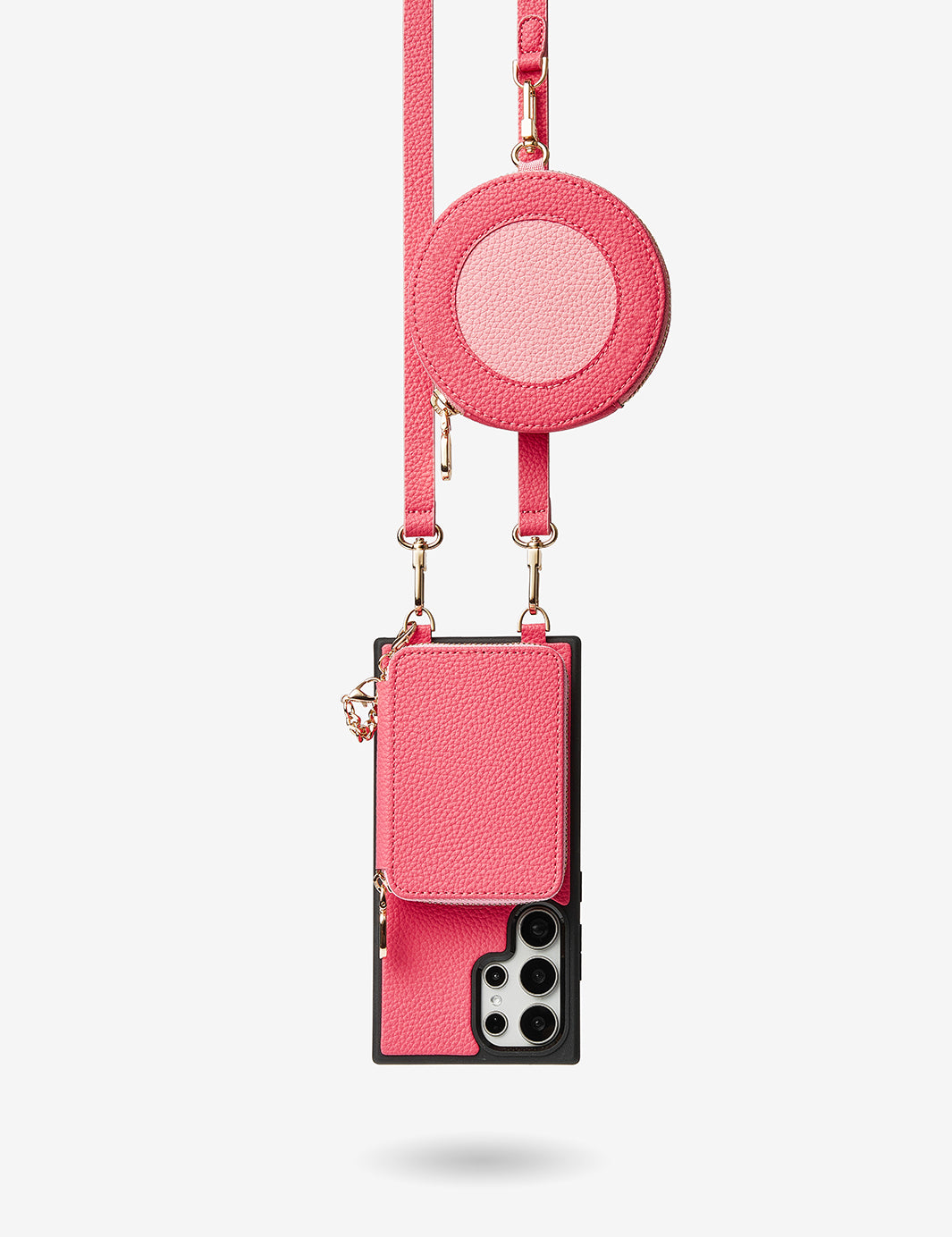 Unique Design Set- Samsung Galaxy Detachable Wireless Charging Crossbody Wallet Phone Case Round Pouch Set-Mobile Phone Cases-DETACHABLE WALLET & ROUND POUCH-Beige-Samsung S25 Ultra-Custype